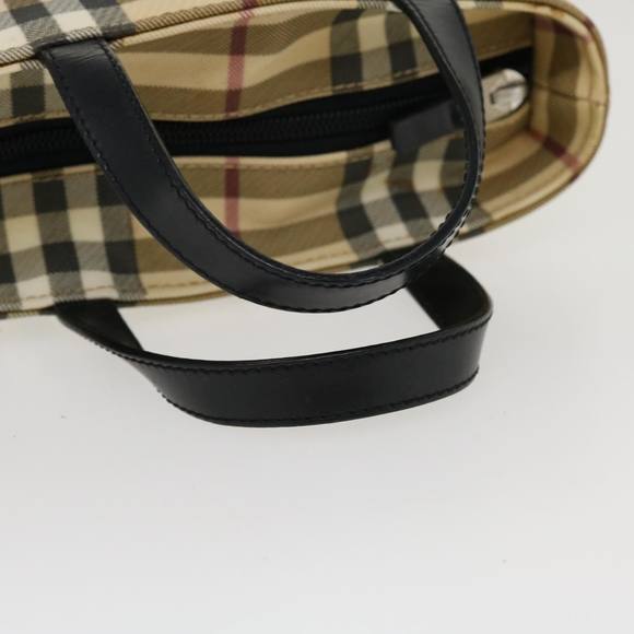 BURBERRY Nova Check Hand Bag PVC Leather Beige Auth yk6252 - Picture 7 of 10